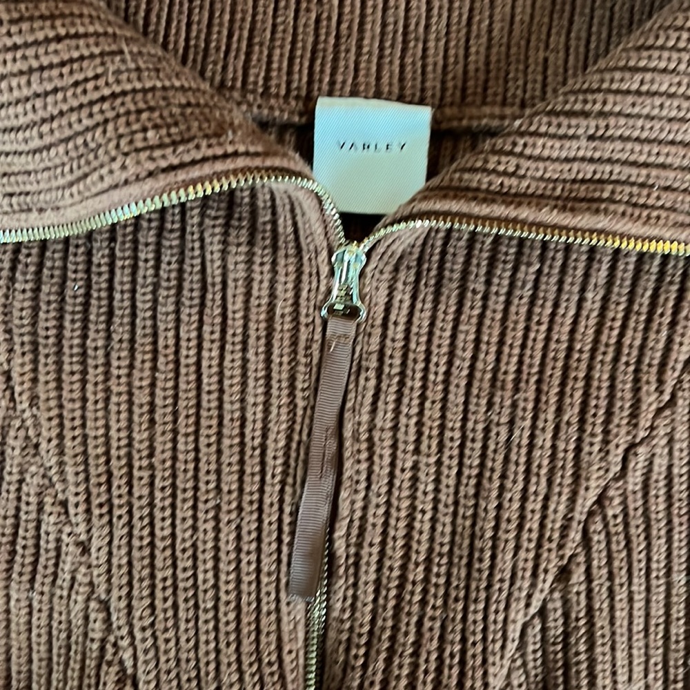 Varley Rust Cropped Zip-Front Ribbed Sweater - Picture 6 of 10